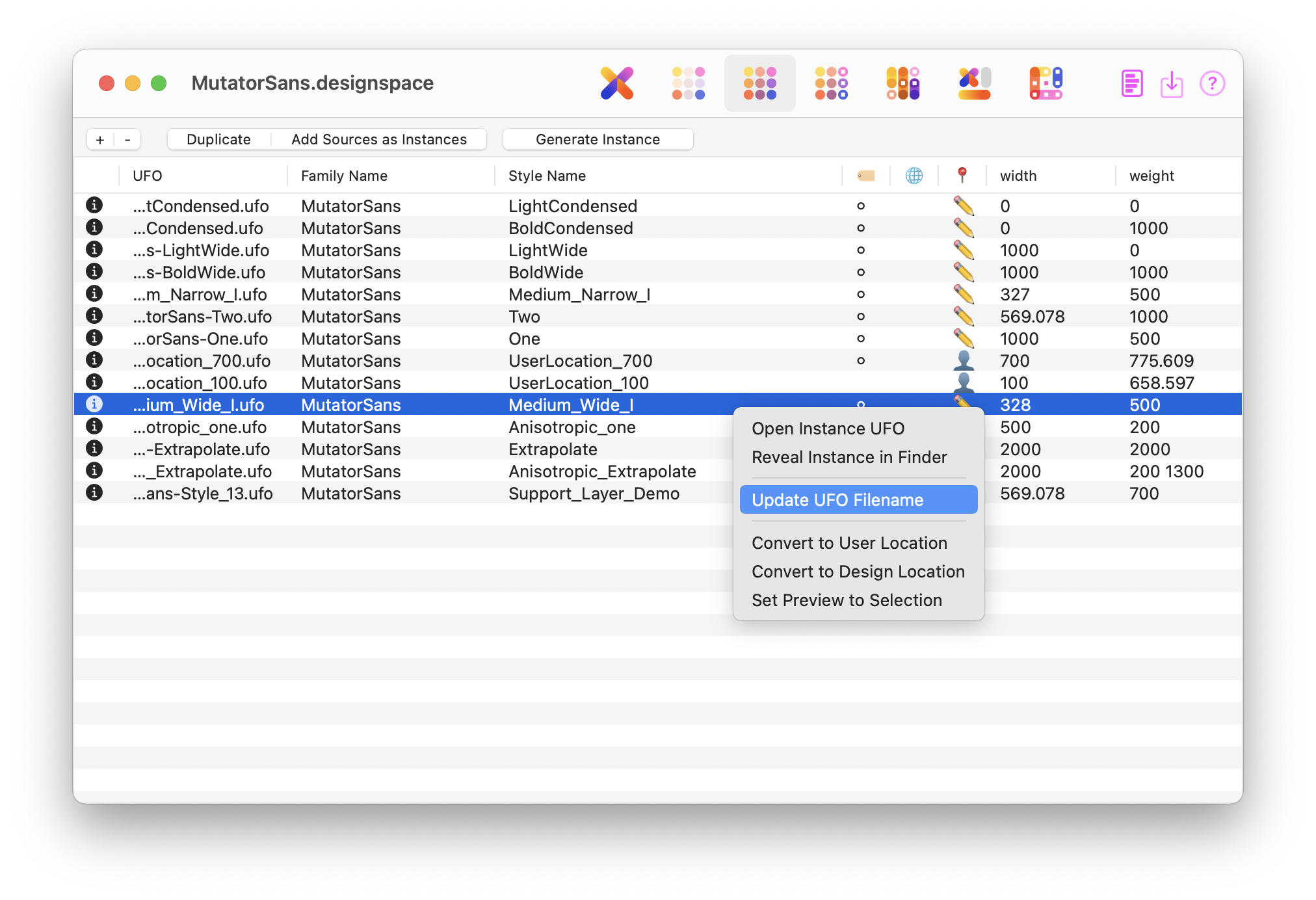 screenshot of DSE2 tab for instances